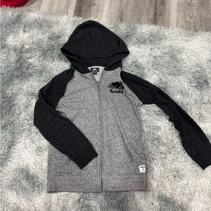 Roots Kids Gray and Black Zip-Up Hoodie